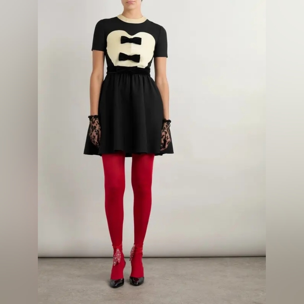 VALENTINO GARAVANI Bow Detailed Wool Silk Mini Dress IT 46 US 10 Org $4,100